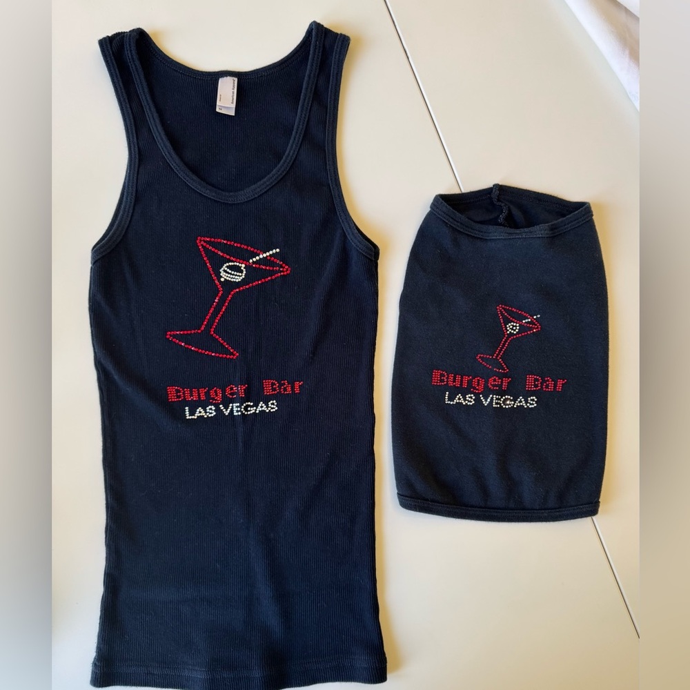 Matching women’s tank top and dog shirt.